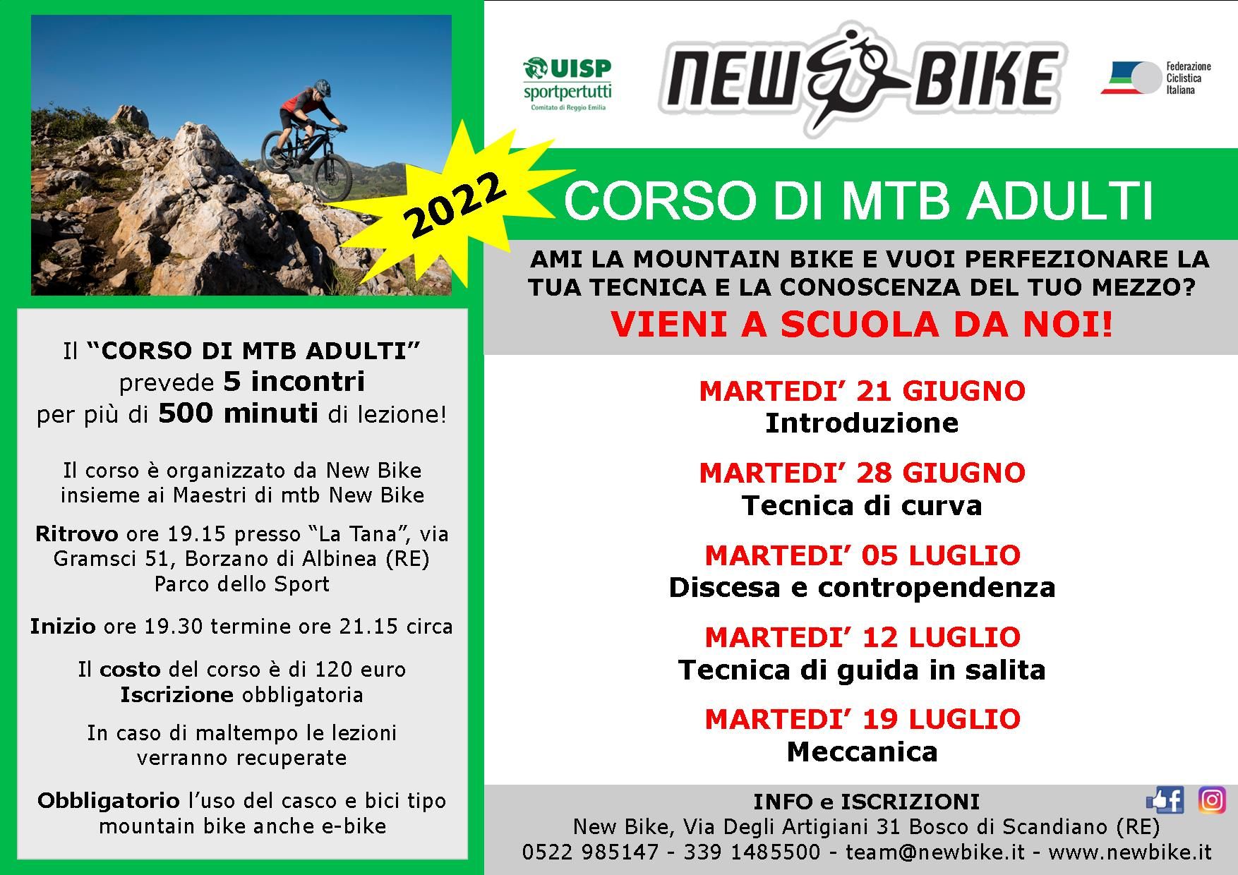 New Bike organizza un corso mtb adulti giugno luglio 2022