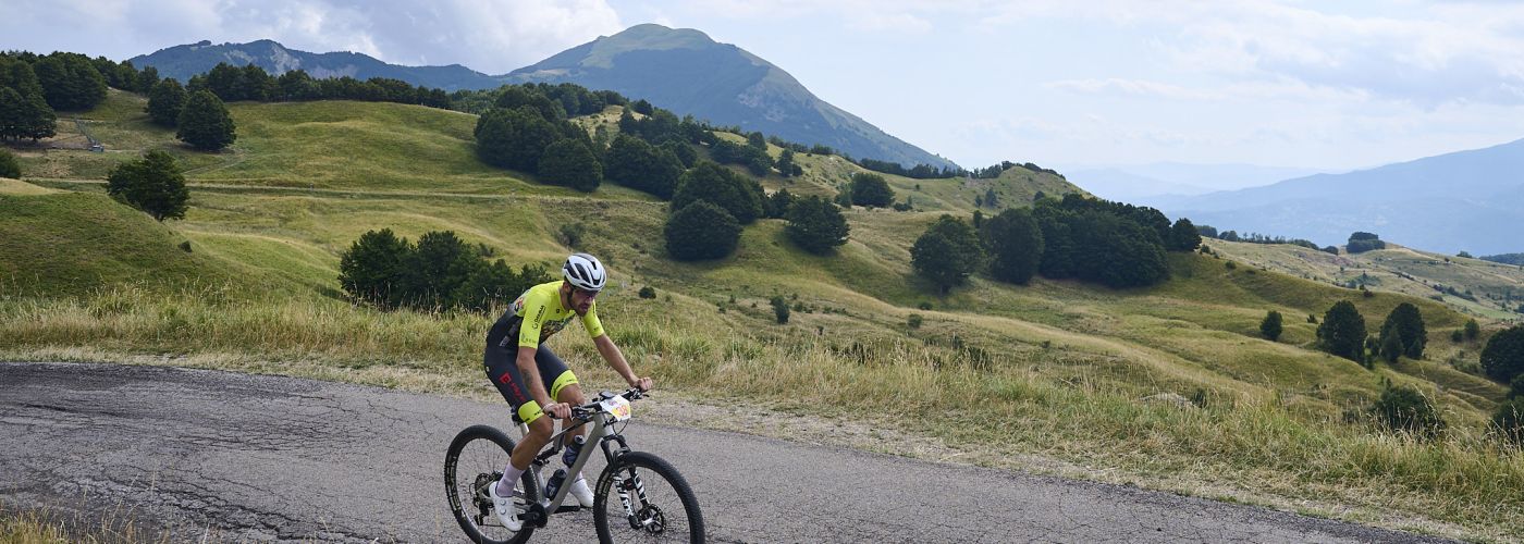 Ricco Matteo lungo il percorso di "Appennino MTB Race"