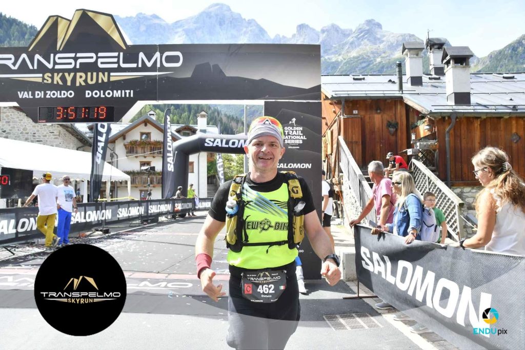 Battaini Stefano al traguardo della "Traspelmo Sky Run"