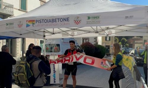 Federico Ganassi Spallanzani all'arrivo del Montanaro Trail 2022 di Pistoia