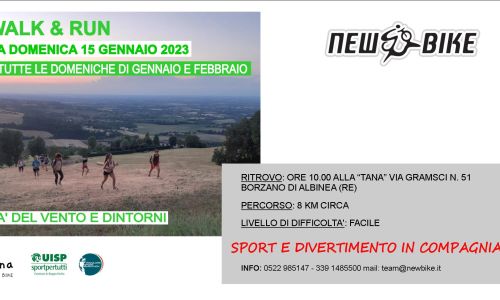Walk & Run di New Bike da domenica 15 gennaio 2023 e tutte le domeniche di gennaio e febbraio