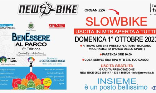 Slowbike torna domenica 1° ottobre 2023 con ritrovo ore 10.00 alla Tana di Borzano (RE)