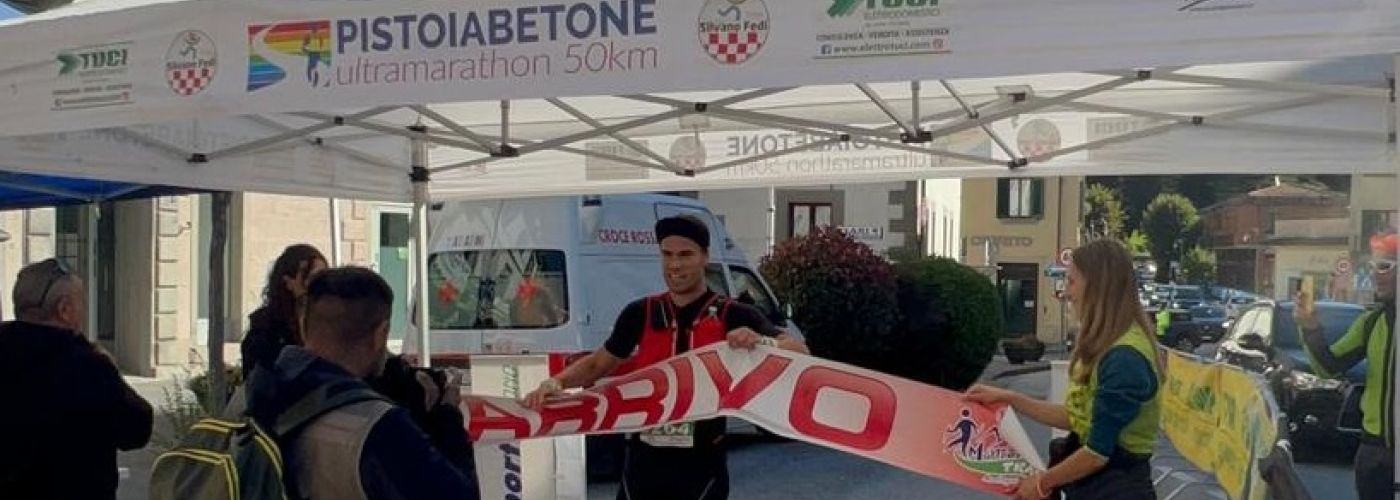 Federico Ganassi Spallanzani all'arrivo del Montanaro Trail 2022 di Pistoia